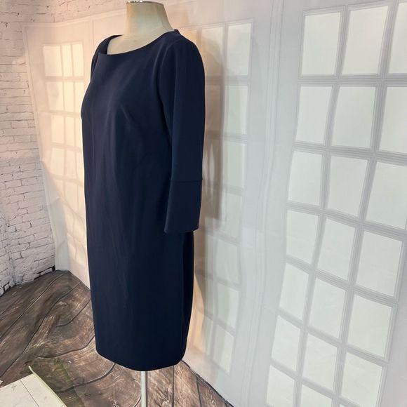 Calvin Klein navy blue long sleeve sheath dress size 14 - Picture 3 of 11